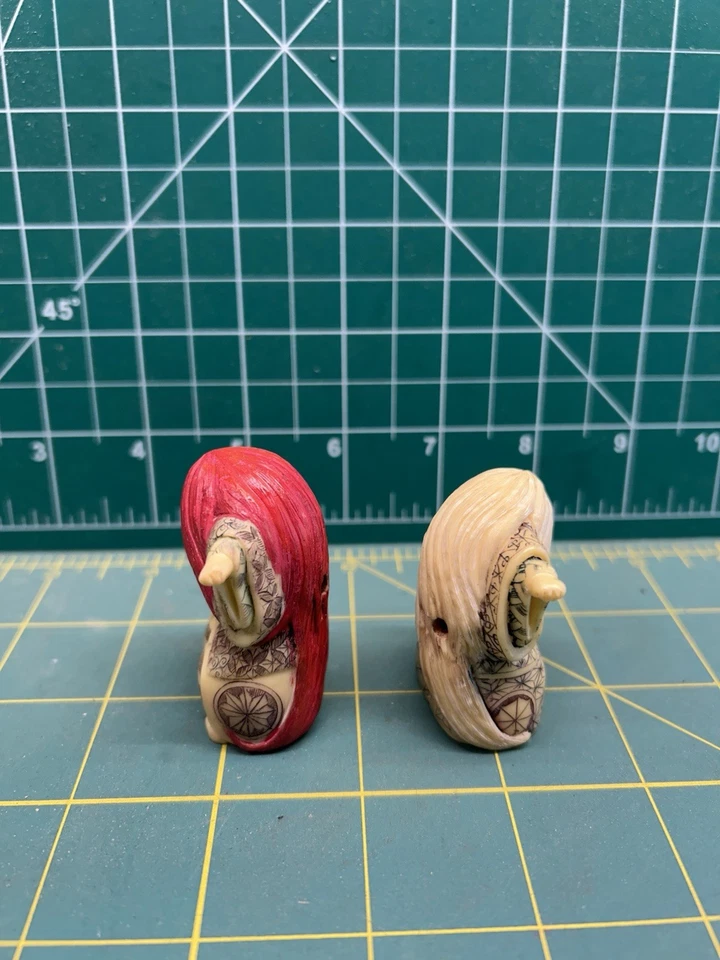 7772392 Netsuke Tallado Kabuki Renjishi Rojo Y Blanco León Bailarines Foto 4 de 4