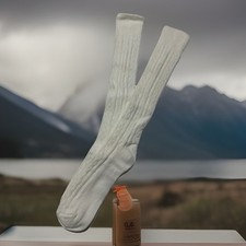 VTG Socks Hosiery 80s Cable Knit Ivory NOS 9-11 20" USA Stocking School Girls