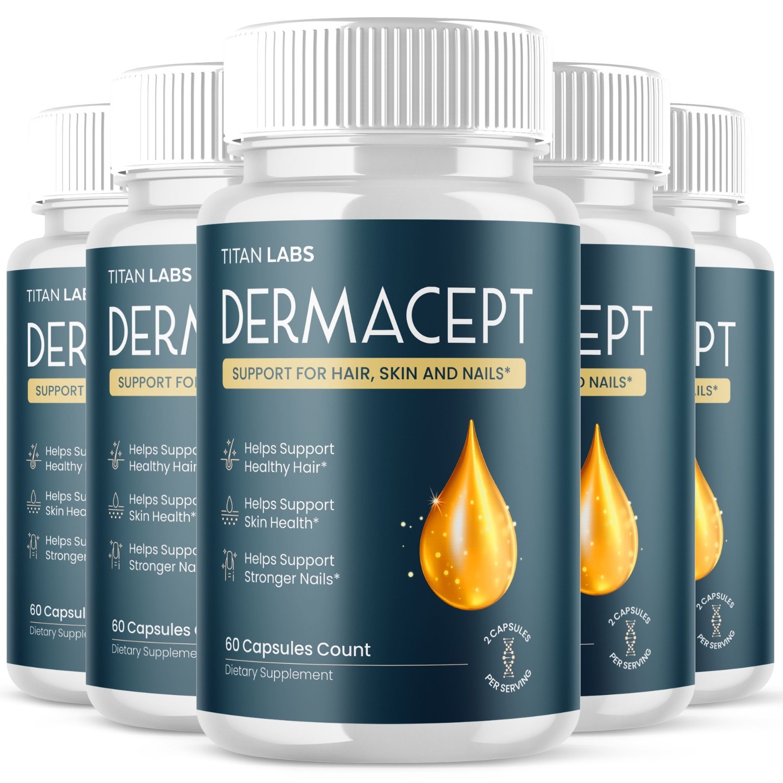 (5 Pack) Dermacept Advanced Healthy Skin Support Supplement Derma Cept 300 Caps