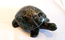 Speckstein skulptur,Schildkröte,graviert mit Löwe leopard Elefant Bison muster