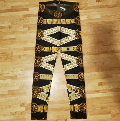 VERSACE VERSUS BNWT Leggings Womens Belt Lion All-Over Print Stretch Size XS/6