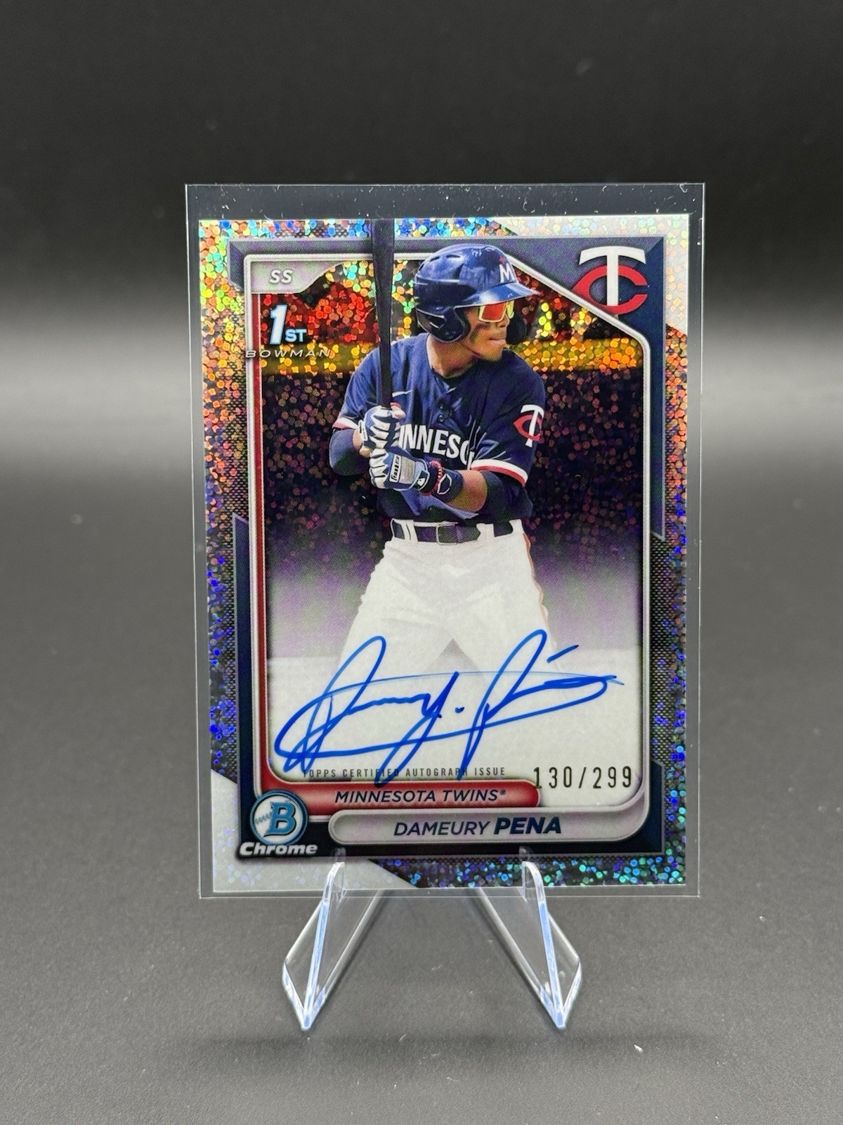 2024 Bowman Chrome 1st Speckle /299 Auto Dameury Pena Refractor #CPA