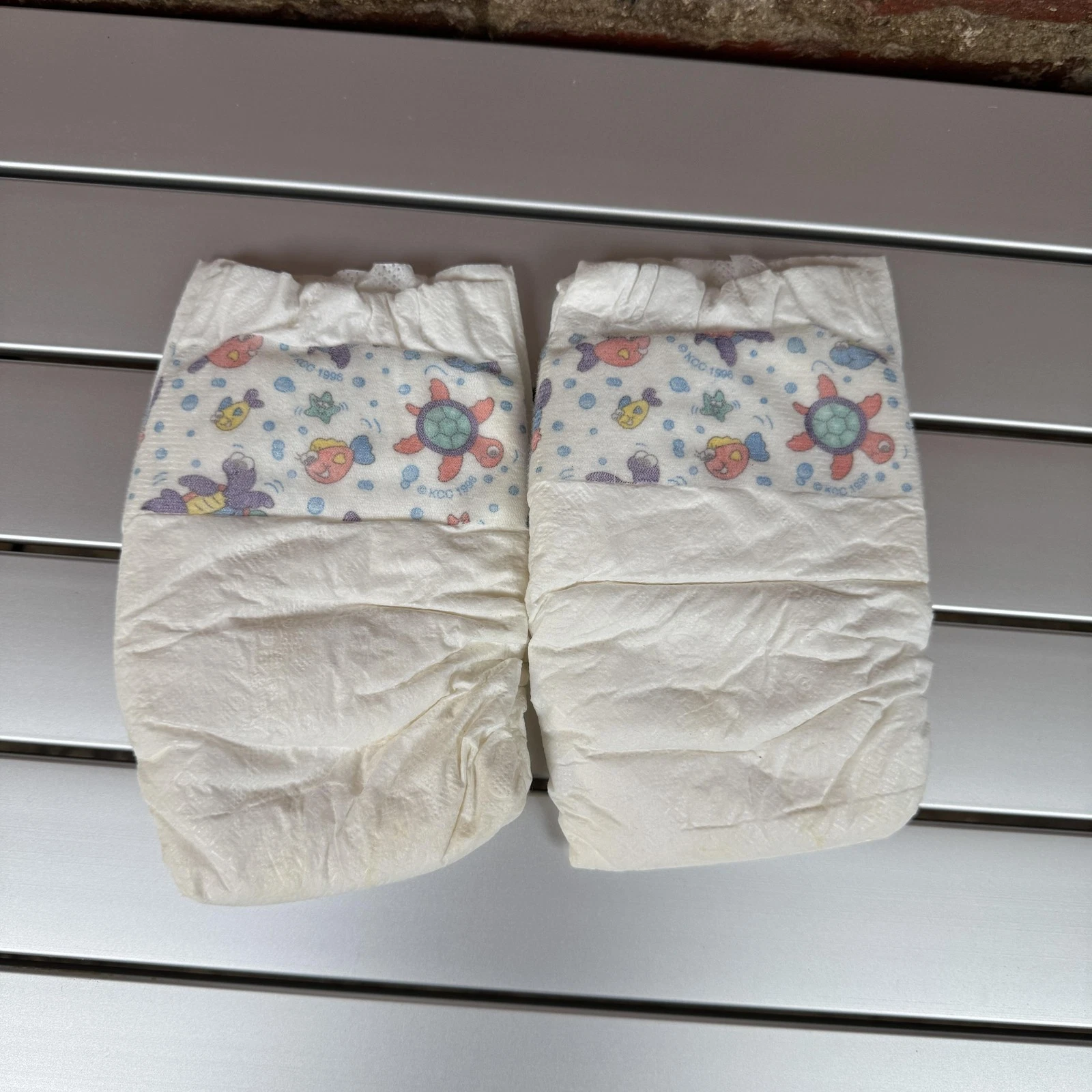Vintage Huggies Baby Diapers Turtle Fish Print Disposable Collectible Lot 2 1996