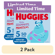  2 pack Huggies Little Movers, Little Monsters Edition Baby Diapers, Size 5...
