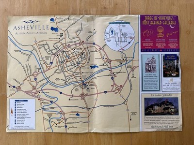 Vintage 1995 Mountain Meadows Asheville NC Travel Map Folded Brochure USA
