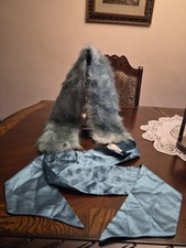 Designer Faux Fur GREEN Collar Shawl Scarf SILK LINED NWT 120