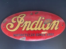 Indian Motorcycle Porcelain Sign Gas Oil Service Station Vintage Advertising