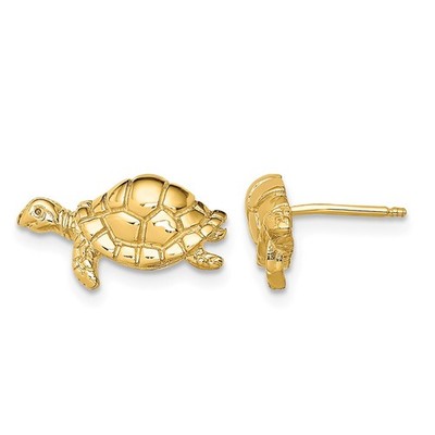 Ohrstecker 10 Karat Gelbgold poliert Schildkrötenform L-8,16 mm, B-14,9 mm