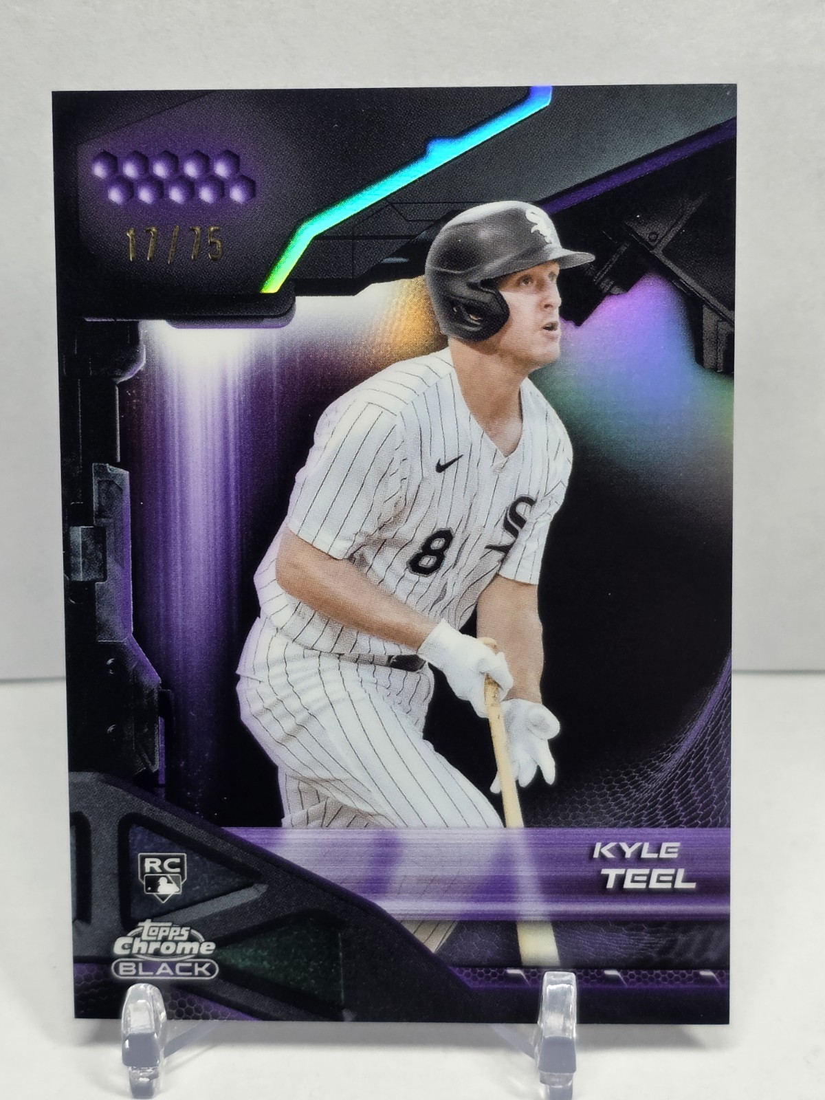 2026 Topps Chrome Black Kyle Teel #85 Purple Refractor /75 RC White SOX