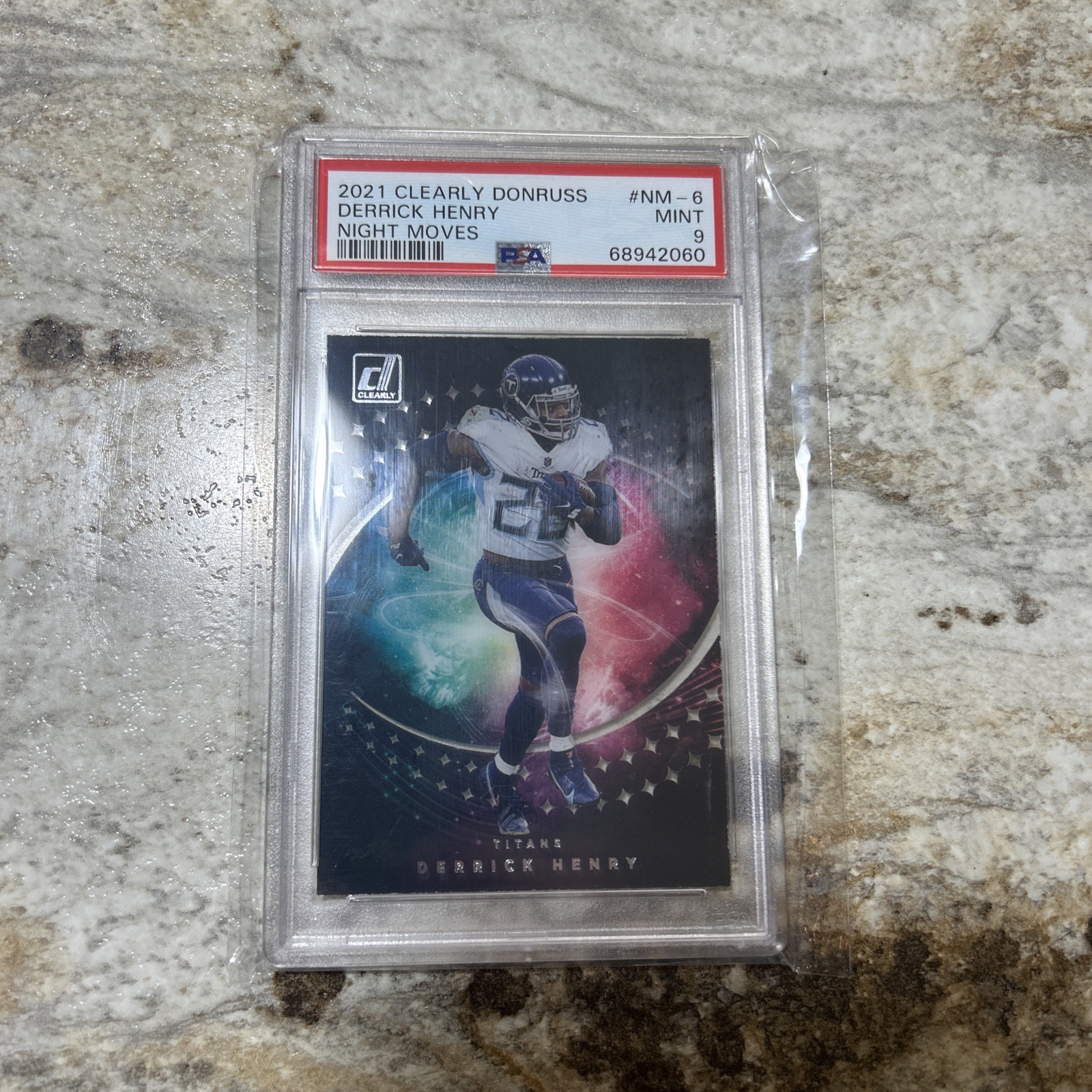 2021 Panini Clearly Donruss Derrick Henry Night Moves case hit Titans PSA 9 POP2