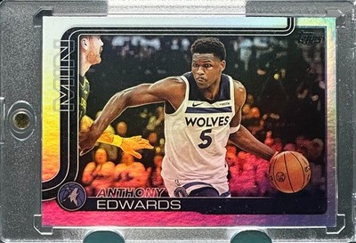 ANTHONY EDWARDS RARE HOLO REFRACTOR FOIL INVESTMENT CARD TIMBERWOLVES WOLVES