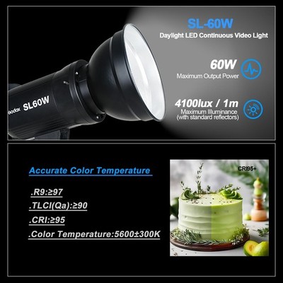 Godox SL-60W 5600K Studio Photography LED Video Light for sale