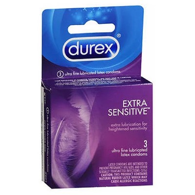 Extra Sensitive Thin Latex Condoms Regular Fit 3 Count