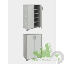 MOBILE BASSO 2 ANTE MULTIUSO 4 RIPIANI BIANCO CEMENTO 90X60X35 CM ARMADIO