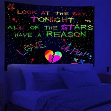 PSYHILAR Blacklight Lil Peep Tapestry, Black Light 80L" x 60W" 
