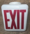 Vintage Exit Sign Milk Glass Triangular Light Shade Globe Double Sided Clean