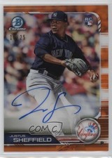 2019 Bowman Chrome Rookie Orange Refractor /25 Justus Sheffield #CRA-JS Auto 8k4