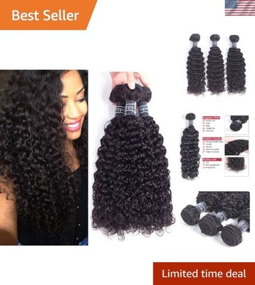 Bouncy & Elastic 8A Brazilian Curly Hair Extensions - 3 Bundles Natural Black