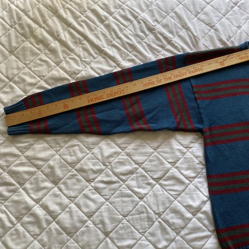 Vintage Eddie Bauer Sweater Men M Blue Red Stripes Nautical Preppy Holiday Comfy - Picture 14 of 15