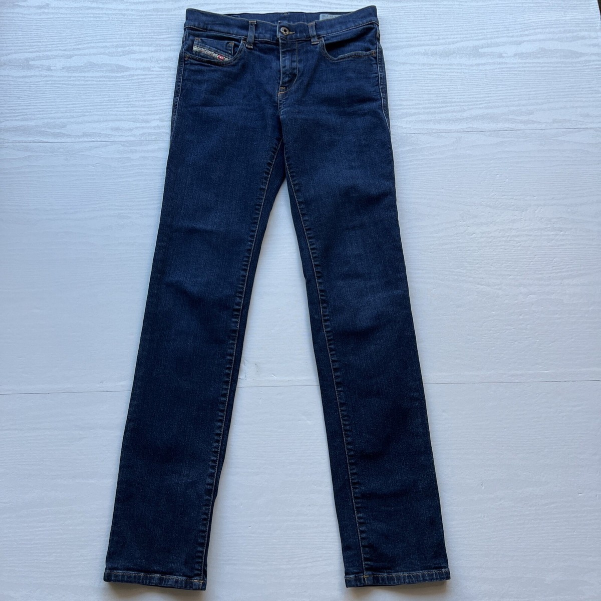 パンツ DIESEL Women Straight Pants A1382009L27 01 BLUE Diesel Straitzee Jeans Womens 27 Slim Straight Full Length