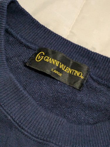 Vintage Gianni Valentino Blue Sweatshirt Cotton Rib Trim L - Picture 5 of 8