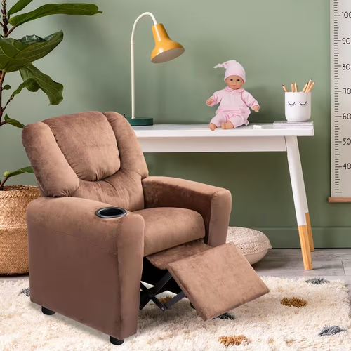 Kids Recliner Recline Chair Toddler Children Soft Home Furniture Cup Holder