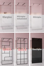 Walk-In Duschwand Duschabtrennung 8/10mm Glas Dusche Seitenwand H200cm