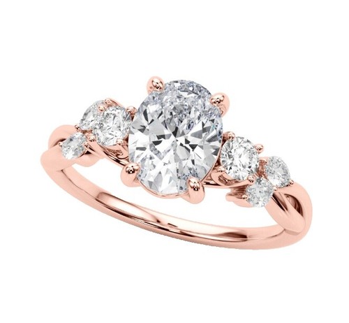 18K Rose Gold Natural Ruby And Diamond 6# Engagement Ring ZX0017