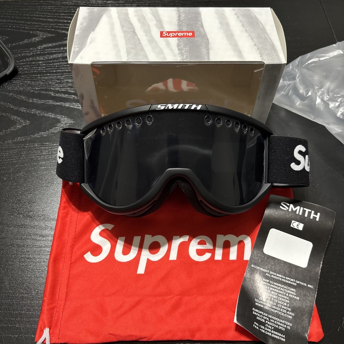 Supreme Smith Ski Snowboard Goggles Black FW15 With Box