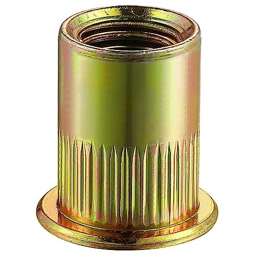 200Pcs Rivet Nut M5 Metric Yellow Zinc Plated Finish Flat Head Rivnut Threade...-image