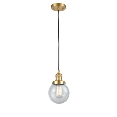 Innovations 204-6 Beacon 1-Lt Corded Mini Pendant, S Gold/Seed - 201C-SG-G204-6