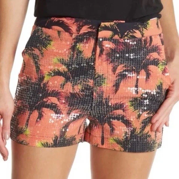 Le Superbe Ocean Park Sequined PCH Palms Shorts Size 2 - Image 2 of 4
