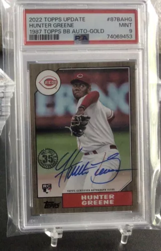 2022 Topps Update Hunter Greene RC Rookie 1987 Autograph GOLD /50 PSA 9 SP MINT