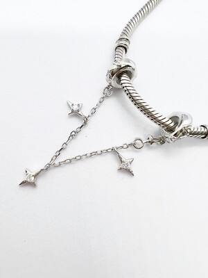 Stern geplatzt Sicherheitskette Zwischenring Charm echt 925 Sterling Silber  
