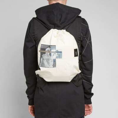 $$$ USED RICK OWENS DRKSHDW DRAWSTRING PATCHED GYM BAG 100% COTTON NATURAL COLOR