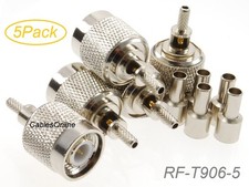 5Pack TNC Male Crimp Type w/ Solder-window Connector for RG316/RG174/LMR100 Coax
