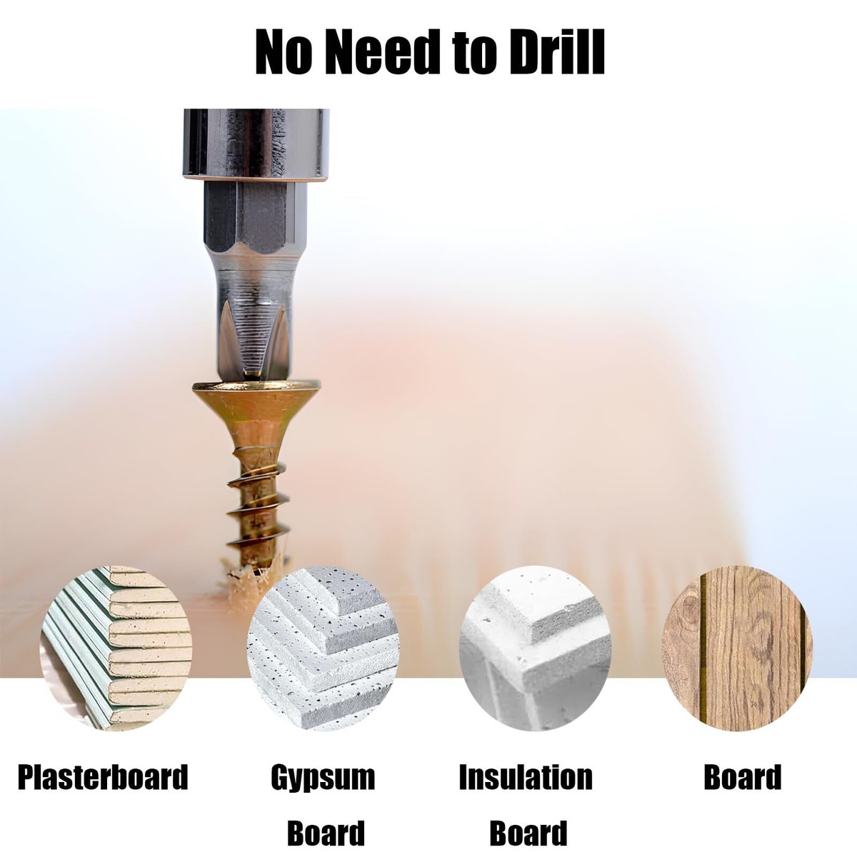 50 Pcs Self-Drilling Drywall Anchors Kit With Zinc Screws - No Pre-Drilling Required