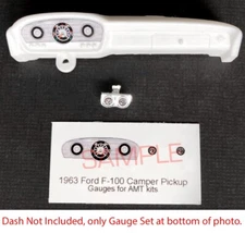 1963 FORD F-100 CAMPER PICKUP GAUGE FACES for 1/25 scale AMT MODEL kits—PLS READ