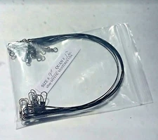 12ct 9" BLACK Steel COATED 7 STRAND BRAIDED Fishing Leaders Snaplock 30lb