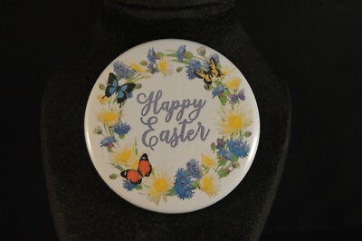 LOT OF 12  ''HAPPY EASTER'' BUTTON  pin 2 1/4'' pinback Large Butterflies Flowers