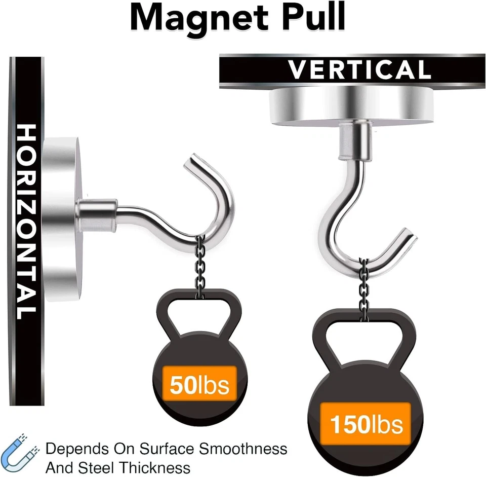Ganchos magnéticos de alta resistencia - 150 libras + resistencia magnética súper fuerte para uso en crucero Foto 4 de 4