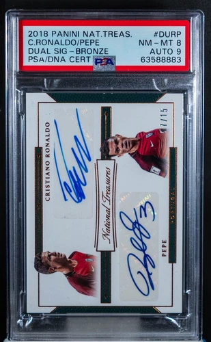 CRISTIANO RONALDO PEPE 2018 National Treasures Bronze Auto 7/15 PSA 8 DNA 9