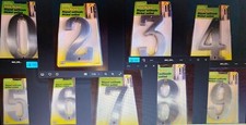 5" SATIN NICKEL HOUSE NUMBER - w/ mounting screws - Hy-Ko 0 1 2 3 4 5 6 7 8 9