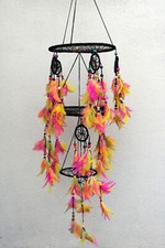 3 tier Dream Catcher Wall Hanging in Black, Feather Hanging Dreamcatcher