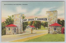 Camp Joseph T. Robinson   Training Center Entrance AK linen  UNP Postcard *c1