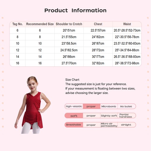 Girls Skating Dress Sleeveless Ballet Dance Leotard Dress Lyrical Modern Dress - Picture 77 of 220