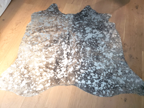 Kuhfell Stierfell Rindfell neu grau/silber metallic ca 160cm x 189cm - Bild 1 von 3