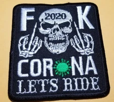 F UCK CORONA LET'S RIDE Embroidered Patch approx 3x3.5"