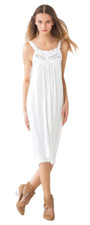 SoieRose 100 White Cotton Sleeveless Nightgown with Straps - SR-1015