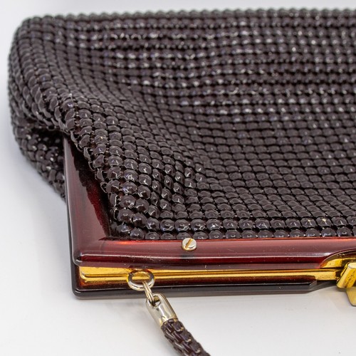 Vintage GLOMESH brown handbag - plastic/lucite frame - in original box - c1960s - Picture 13 of 16